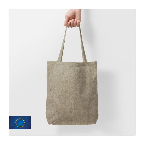 Sac shopping anse longue 150 gr personnalisable en coton recyclé Fabriqué en Europe