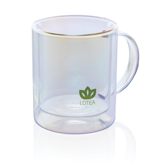 Mug publicitaire double paroi en verre électroplaqué