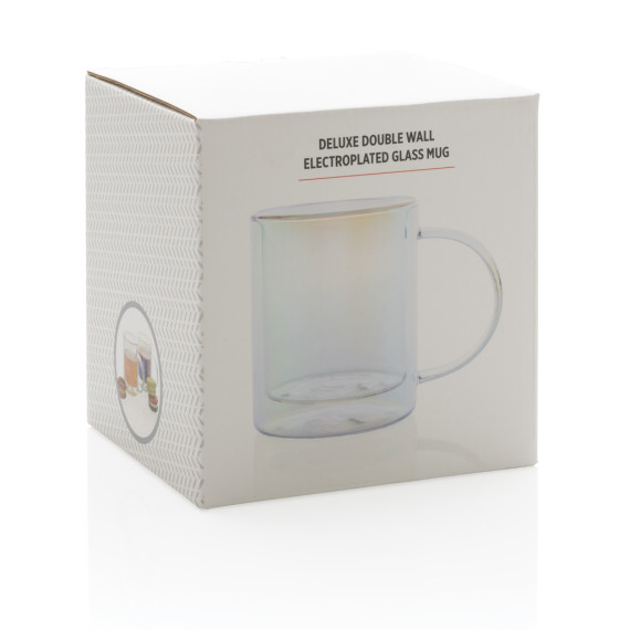 Mug publicitaire double paroi en verre électroplaqué