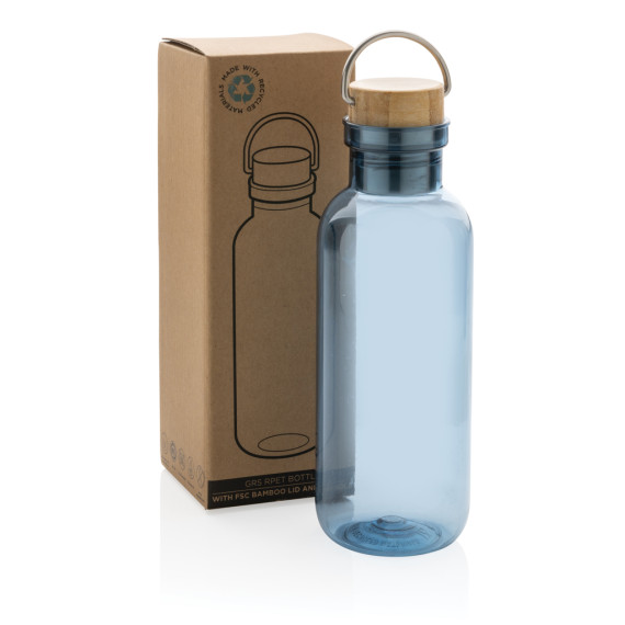 Bouteille publicitaire 680ml en rPET GRS, couvercle en bambou FSC®