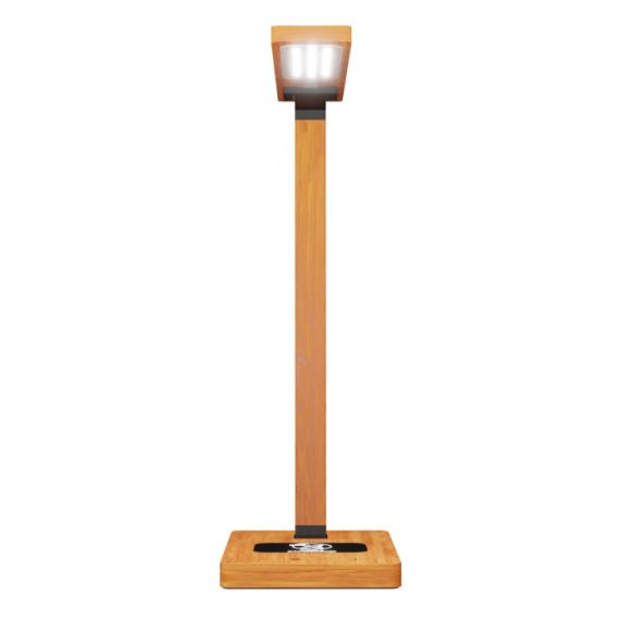 Lampe de bureau en bambou publicitaire SCX design Logo lumineux base de chargement induction 