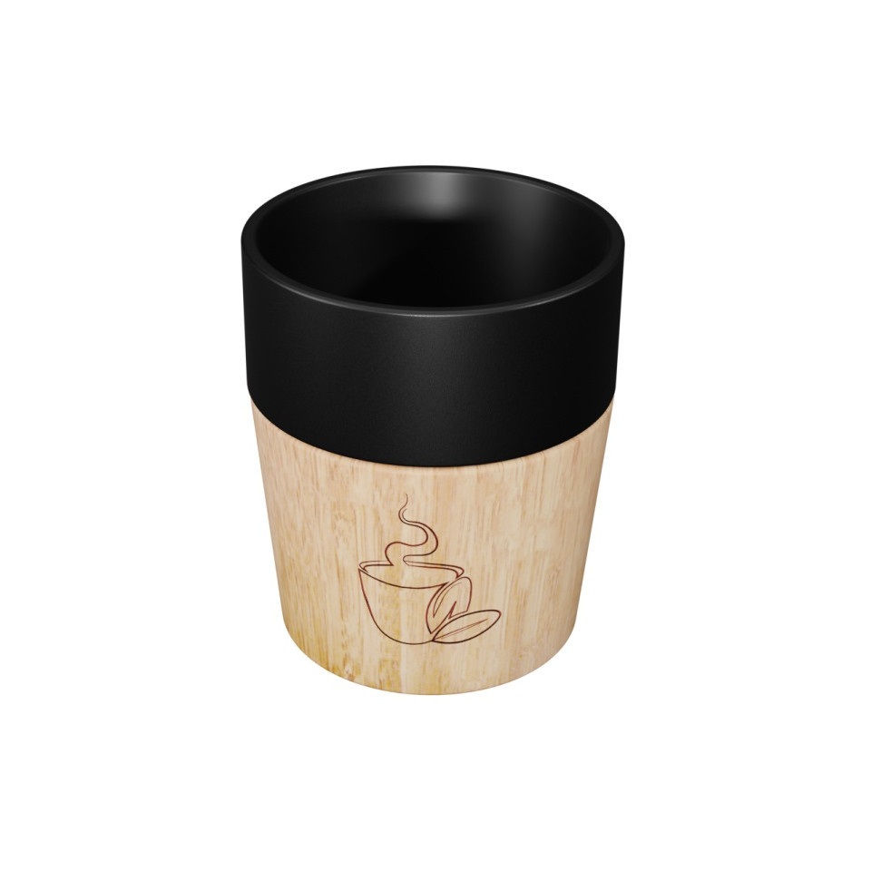 Mug céramique publicitaire avec sa base aimantée en bois d'hévéa SCX Design