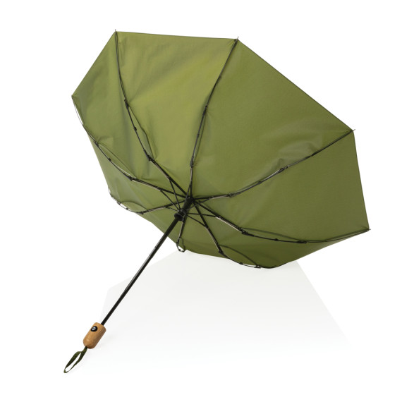 Parapluie publicitaire 21" automatique rPET 190T et bambou Impact AWARE écologique