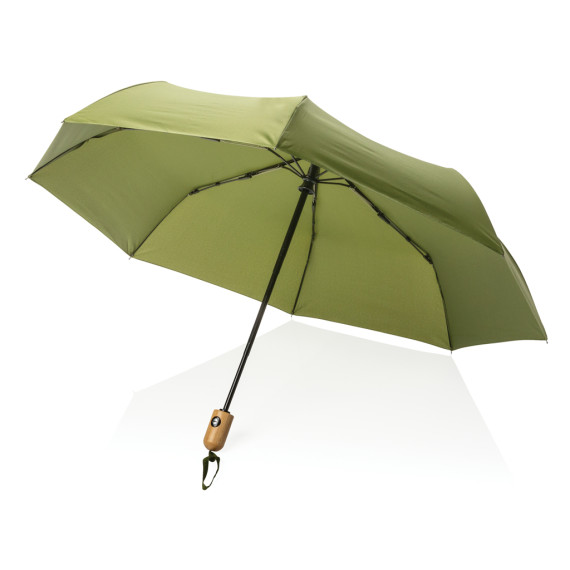 Parapluie publicitaire 21" automatique rPET 190T et bambou Impact AWARE écologique