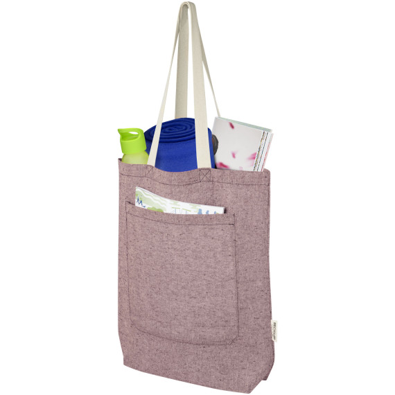 Sac publicitaire shopping Pheebs en coton recyclé 150 g/m² de 9 l avec poche avant