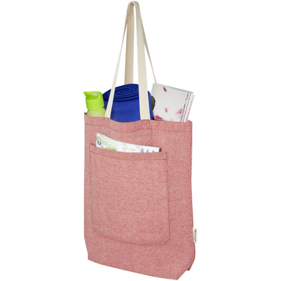 Sac publicitaire shopping Pheebs en coton recyclé 150 g/m² de 9 l avec poche avant