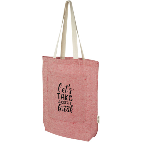 Sac publicitaire shopping Pheebs en coton recyclé 150 g/m² de 9 l avec poche avant