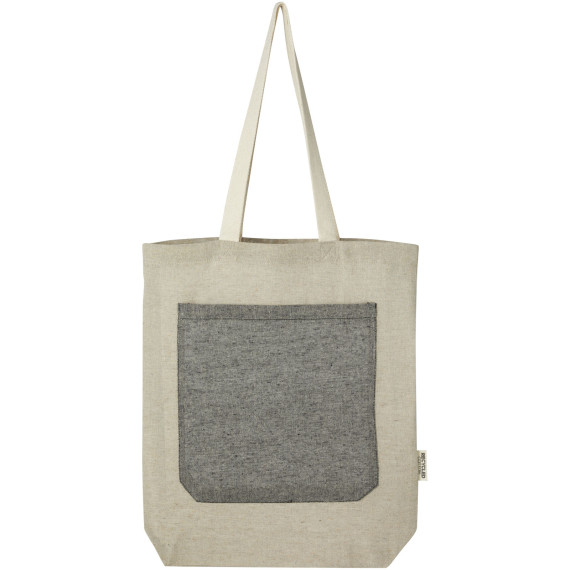 Sac publicitaire shopping Pheebs en coton recyclé 150 g/m² de 9 l avec poche avant