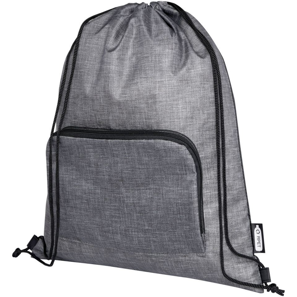 Sac publicitaire pliable 7 L recyclé avec cordon de serrage Ash