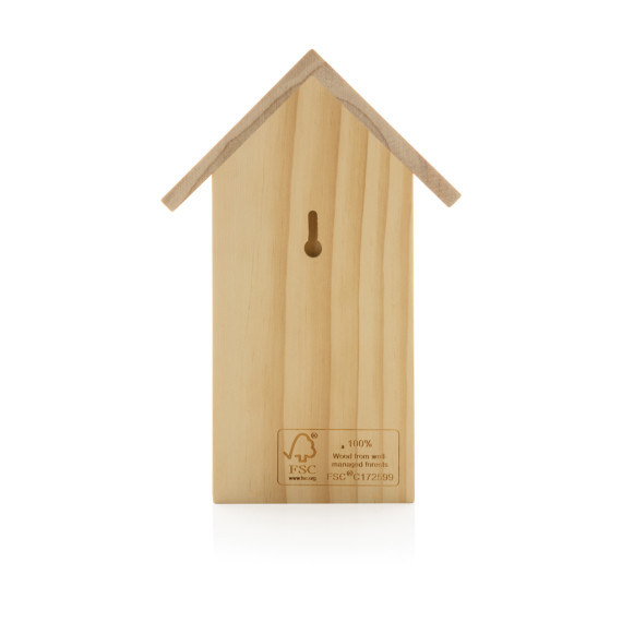 Maison publicitaire pour oiseaux en bois FSC®