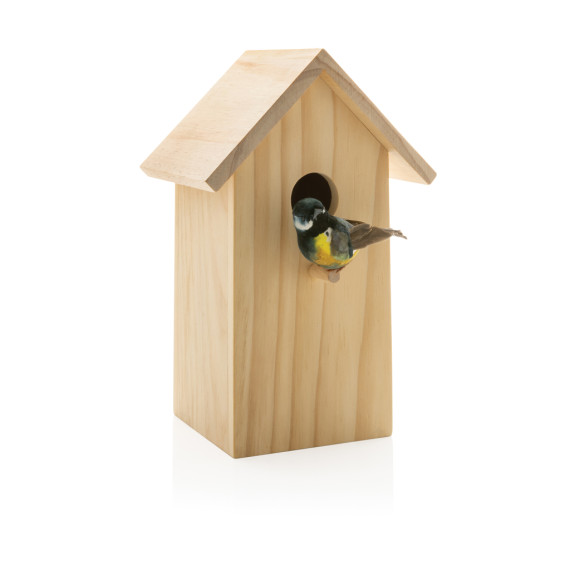 Maison publicitaire pour oiseaux en bois FSC®