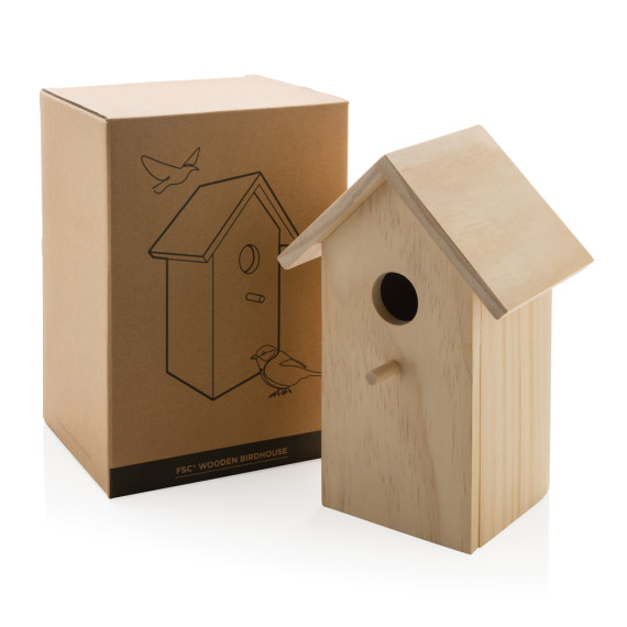 Maison publicitaire pour oiseaux en bois FSC®