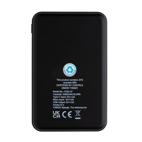 Batterie publicitaire de secours 5000mAh en plastique recyclé FSC® et RCS