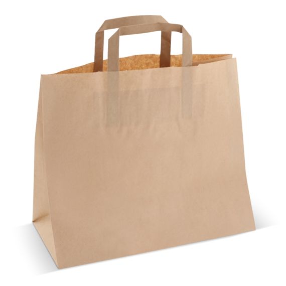 Sac papier kraft brun express avec poignée en papier personnalisable en quadri 70g Europe FSC