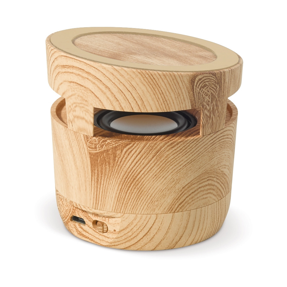 Enceinte 3W et chargeur sans fil 5W en bois personnalisable