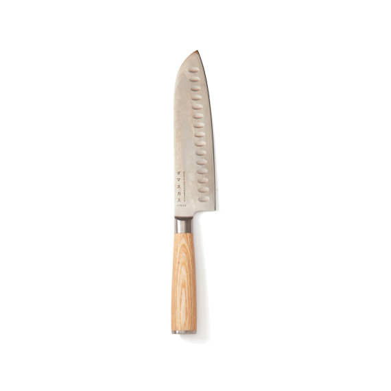 Couteau publicitaire Santoku Hattasan Damascus VINGA