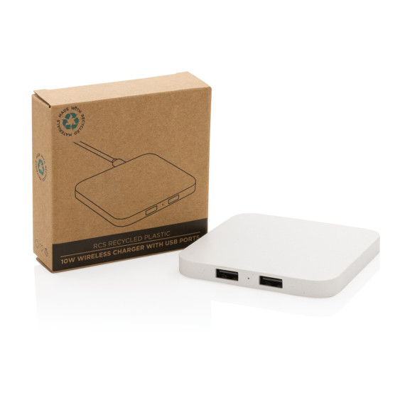 Chargeur publicitaire 10W avec ports USB en plastique RCS recyclé