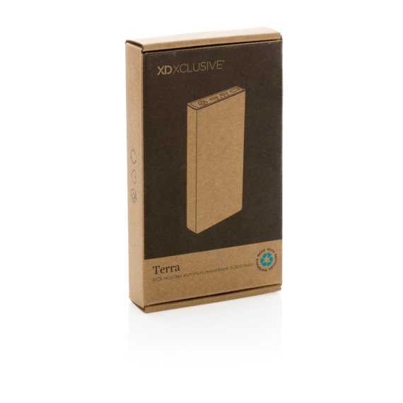 Powerbank publicitaire 5000 mAh en aluminium Terra RCS recyclé