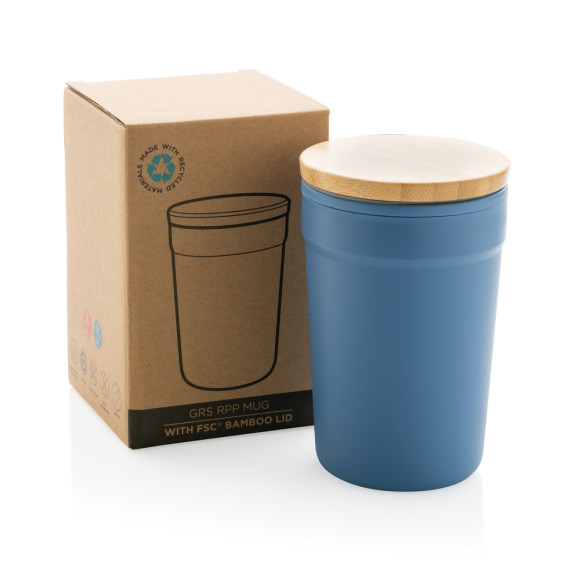 Mug publicitaire 300ml en PP GRS avec couvercle en bambou FSC® recyclé