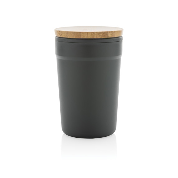 Mug publicitaire 300ml en PP GRS avec couvercle en bambou FSC® recyclé