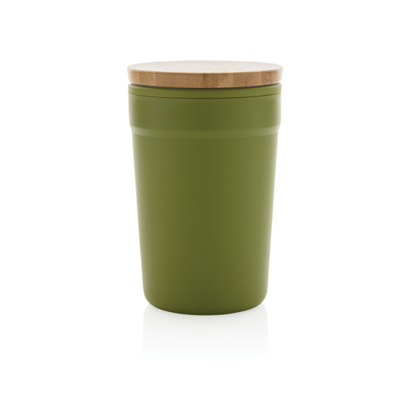 Mug publicitaire 300ml en PP GRS avec couvercle en bambou FSC® recyclé