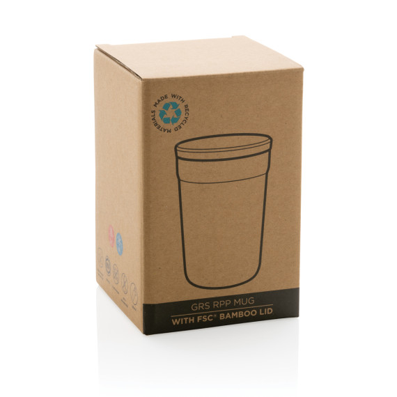 Mug publicitaire 300ml en PP GRS avec couvercle en bambou FSC® recyclé