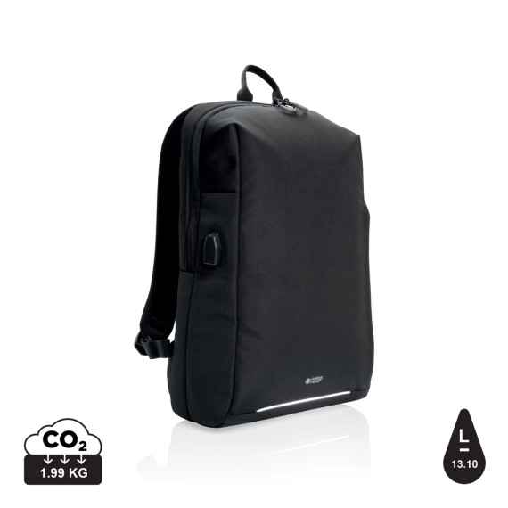 Sac publicitaire à dos avec port USB ordinateur 15,6' Swiss Peak AWARE™ recyclé