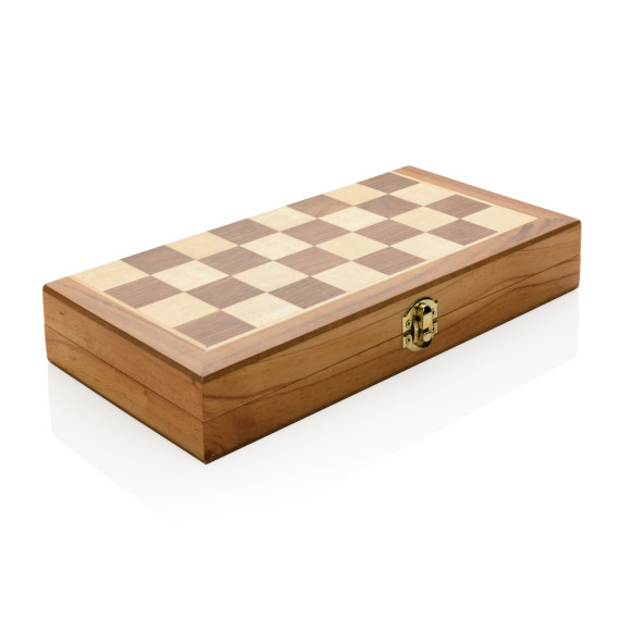 Jeu publicitaire d'échecs pliable en bois FSC®