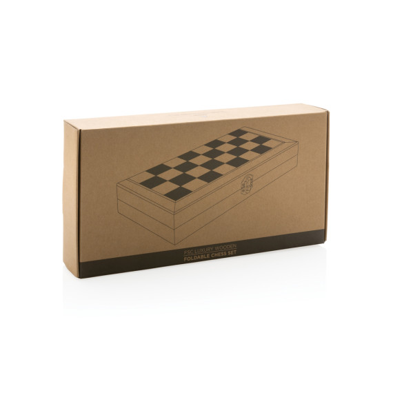 Jeu publicitaire d'échecs pliable en bois FSC®