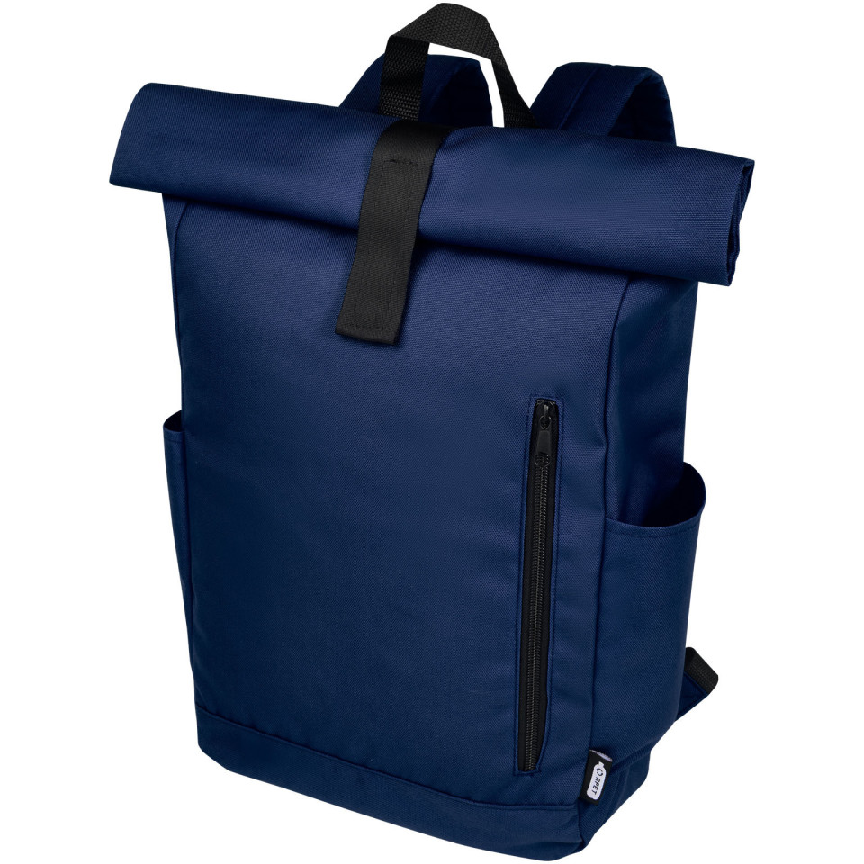 Sac publicitaire à dos Byron de 18 L en RPET GRS 15,6" avec dessus enroulable