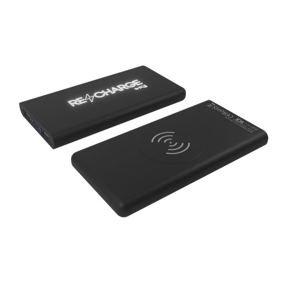 Powerbank publicitaire wireless jumbo 10.000 mAh Logo lumineux