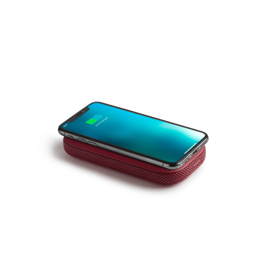 Banque publicitaire d’alimentation sans fil Qi de 5 000 mAh avec haut-parleur Bluetooth®