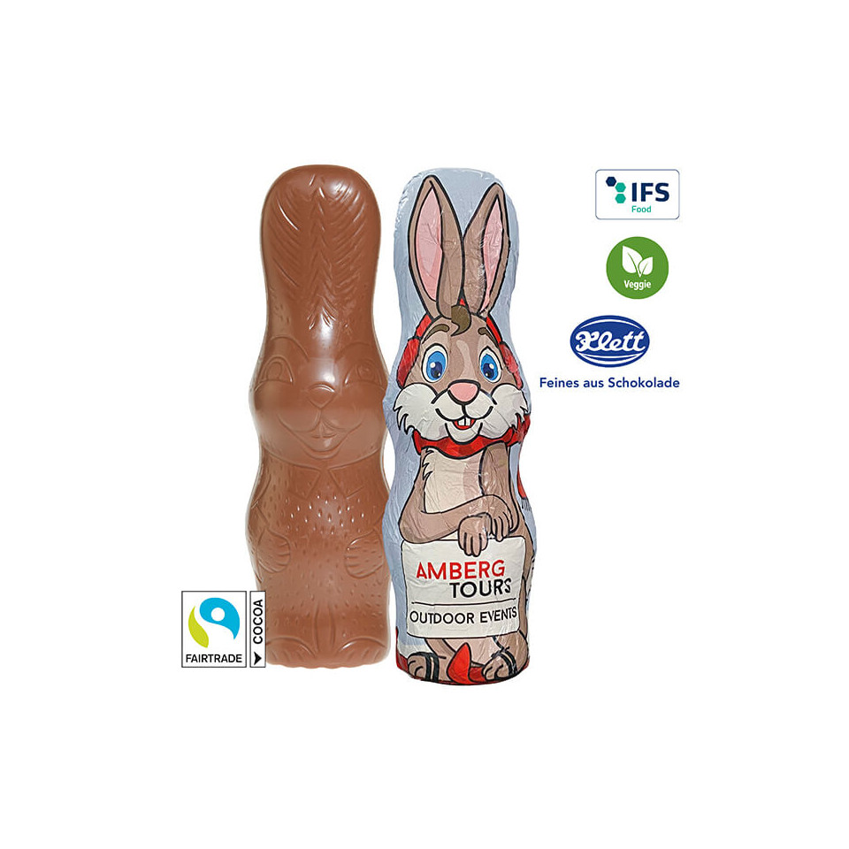 Lapin de pâques publicitaire en chocolat Veggie