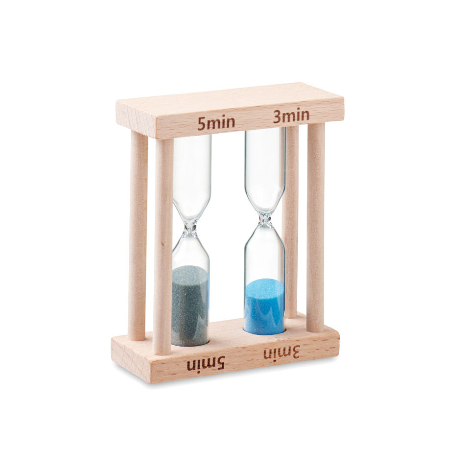Jeu de 2 sabliers en bois personnalisable avec 2 minuteurs différents
