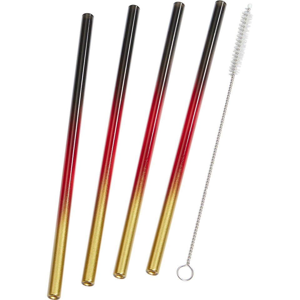 Set de 4 pailles colorées en verre personnalisable fabriqué Europe avec brosse de nettoyage recyclable