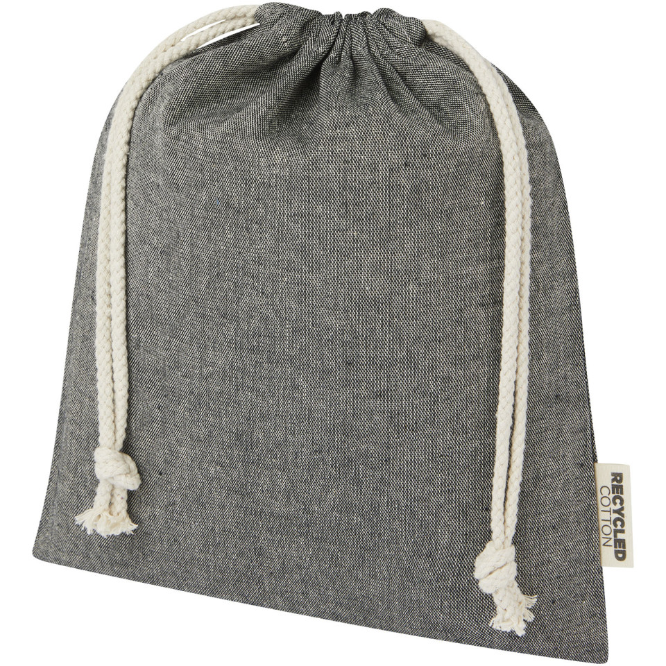 Sac publicitaire cadeau moyen Pheebs en coton recyclé GRS 150 g/m² de 1,5 L