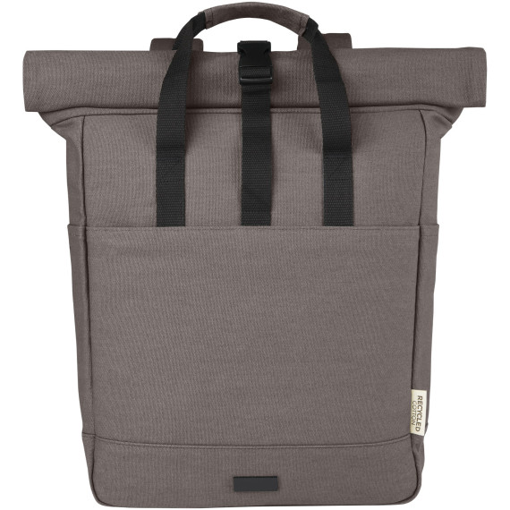 Sac publicitaire à dos pour ordinateur portable Joey de 15 L en toile recyclée GRS 15 pouces avec dessus enroulable