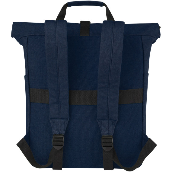 Sac publicitaire à dos pour ordinateur portable Joey de 15 L en toile recyclée GRS 15 pouces avec dessus enroulable