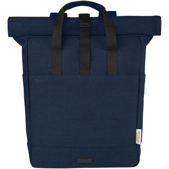 Sac publicitaire à dos pour ordinateur portable Joey de 15 L en toile recyclée GRS 15 pouces avec dessus enroulable