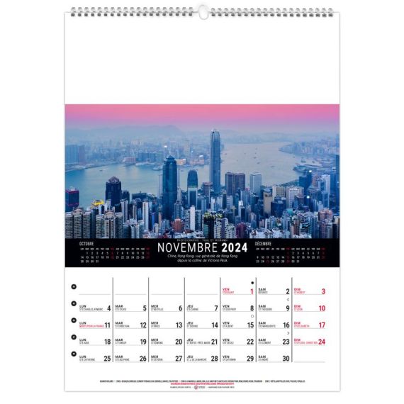 Calendrier Personnalisable Mural 12 Feuillets Destinations