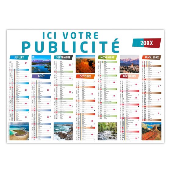 Calendrier publicitaire bancaire rigide sur mesure