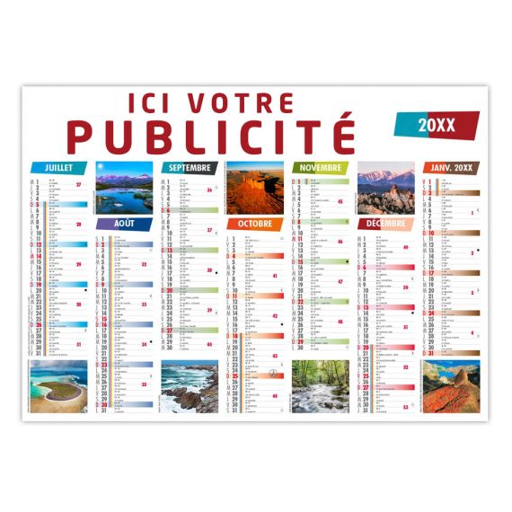 Calendrier publicitaire bancaire rigide sur mesure