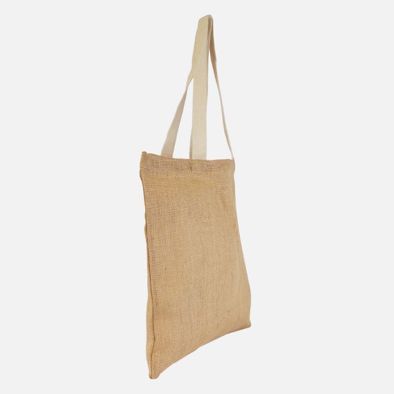 Sac shopping sans soufflet en toile de jute Naturelle personnalisé QUADRI