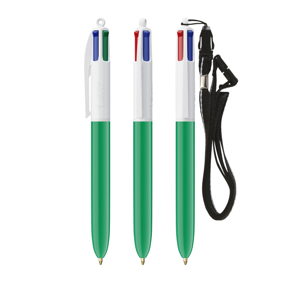 Stylo personnalisable fabriqué en France BIC 4 Couleurs avec Lanyard