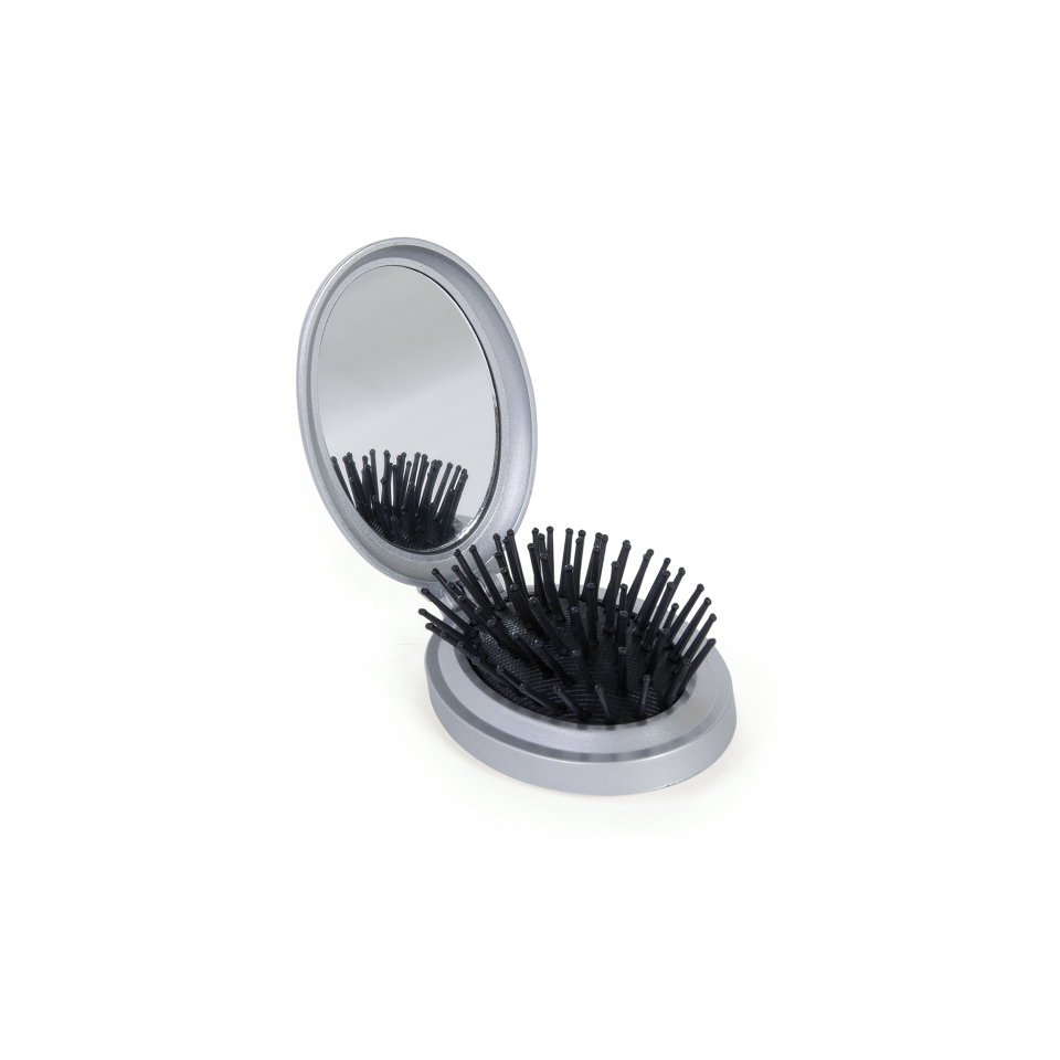 Brosse à cheveux publicitaire avec miroir pliable