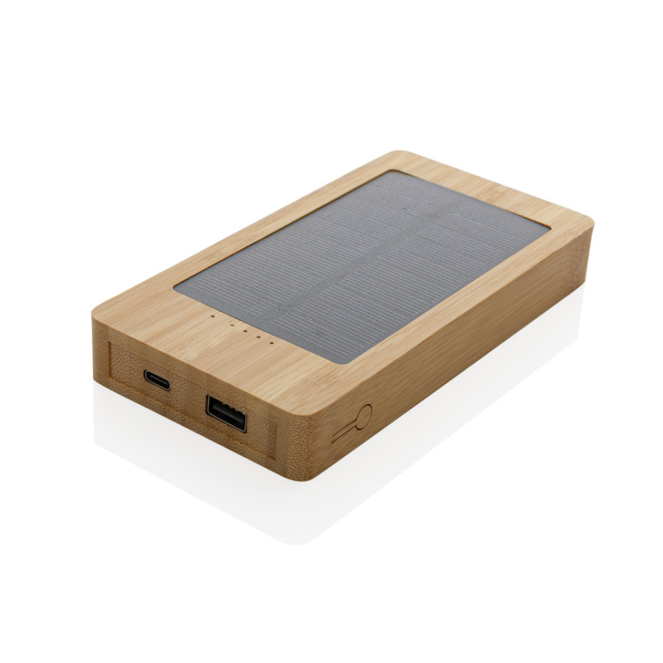 Batterie publicitaire de secours solaire 10.000mAh en bambou Sunwick