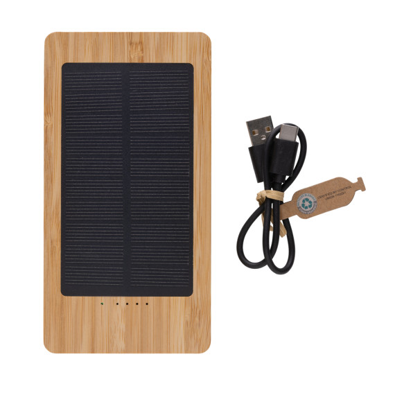 Batterie publicitaire de secours solaire 10.000mAh en bambou Sunwick