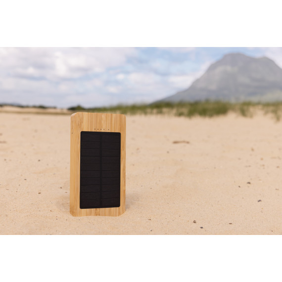 Batterie publicitaire de secours solaire 10.000mAh en bambou Sunwick