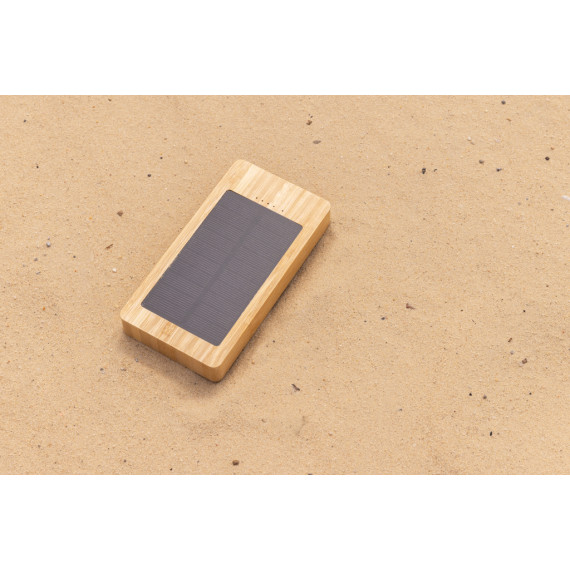 Batterie publicitaire de secours solaire 10.000mAh en bambou Sunwick