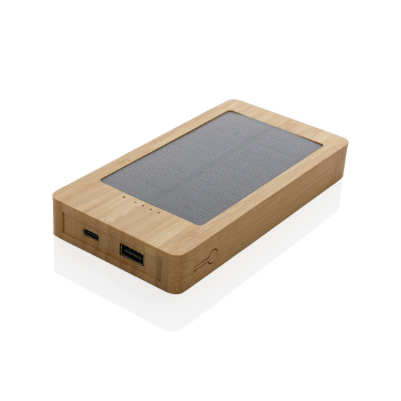 Batterie publicitaire de secours solaire 10.000mAh en bambou Sunwick